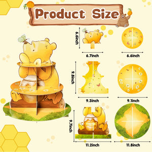 3 Layers Honey Bear Cupcake Stand  Cardboard Yellow Mel Bear Cake Stand for Baby Shower Birthday Party Kids Activity