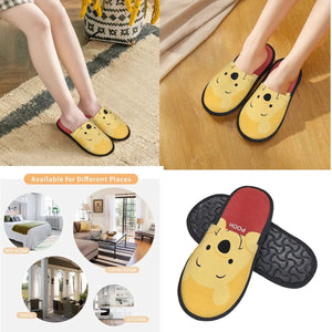 Winnie The Pooh Winter Cotton Home Slippers Bedroom Soft Household Fur Slippers Slides Anti Slip