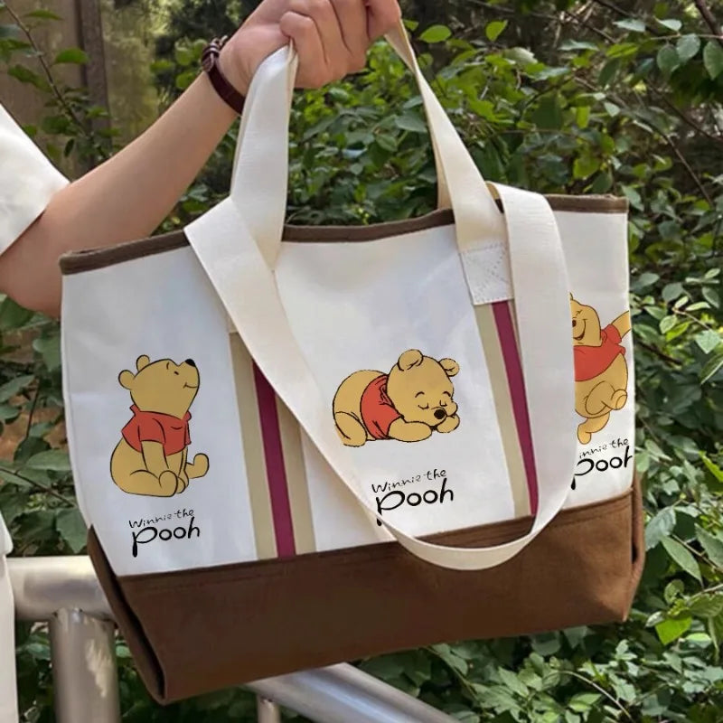 Winnie The Pooh Women's Canvas Handbag for Commuting, Versatile Large-capacity Shoulder Crossbody Bag