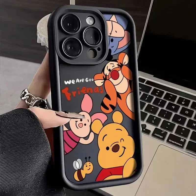 Disney Winnie Pooh Luxtury Phone Case For iPhone 15 14 Pro Max 13 12 11 Pro XS Max X XR 7 8 15 Plus SE 2020 Soft Silicone Cover