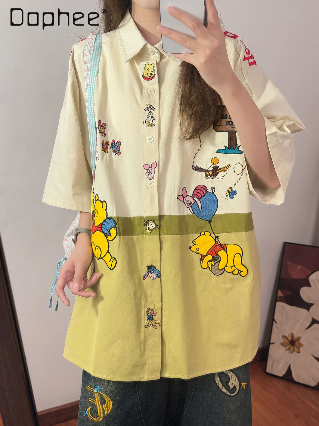 winnie the pooh Embroidered Shirt