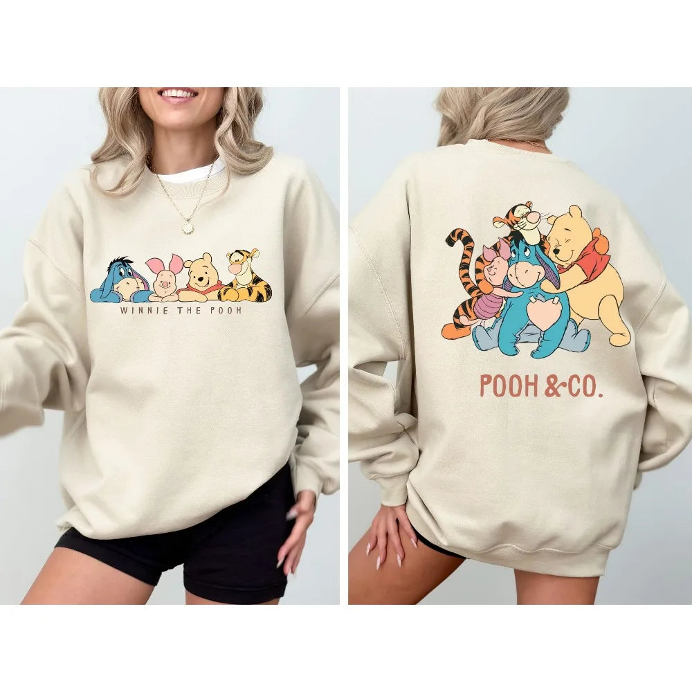 winnie the pooh themed Printed Pullover Is A Loose and Warm Couples Sweatshirt for Fashionable Girls in Autumn