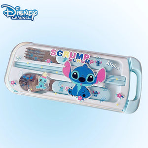 Disney Stitch Suit Tableware Spoon Fork Cartoon Cute Winnie The Pooh Chopsticks Tableware Stainless Steel Spoon Child Party Gift