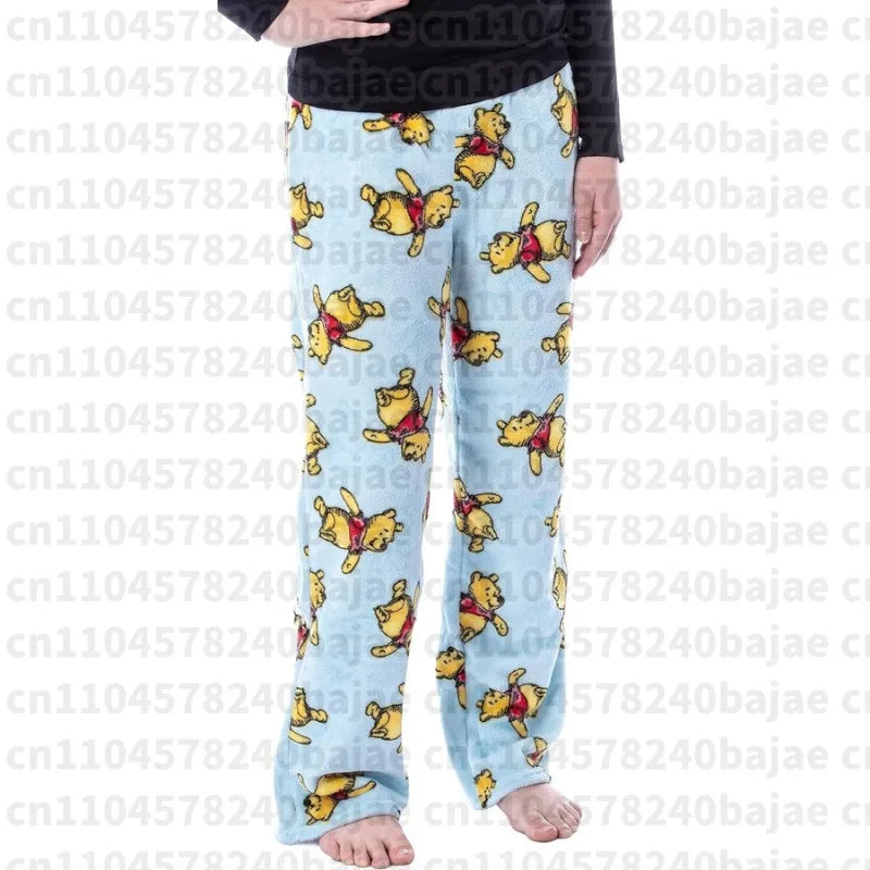 Winnie The Pooh Sketch Toss Adult Kids Coral Fleece Pajama Pants