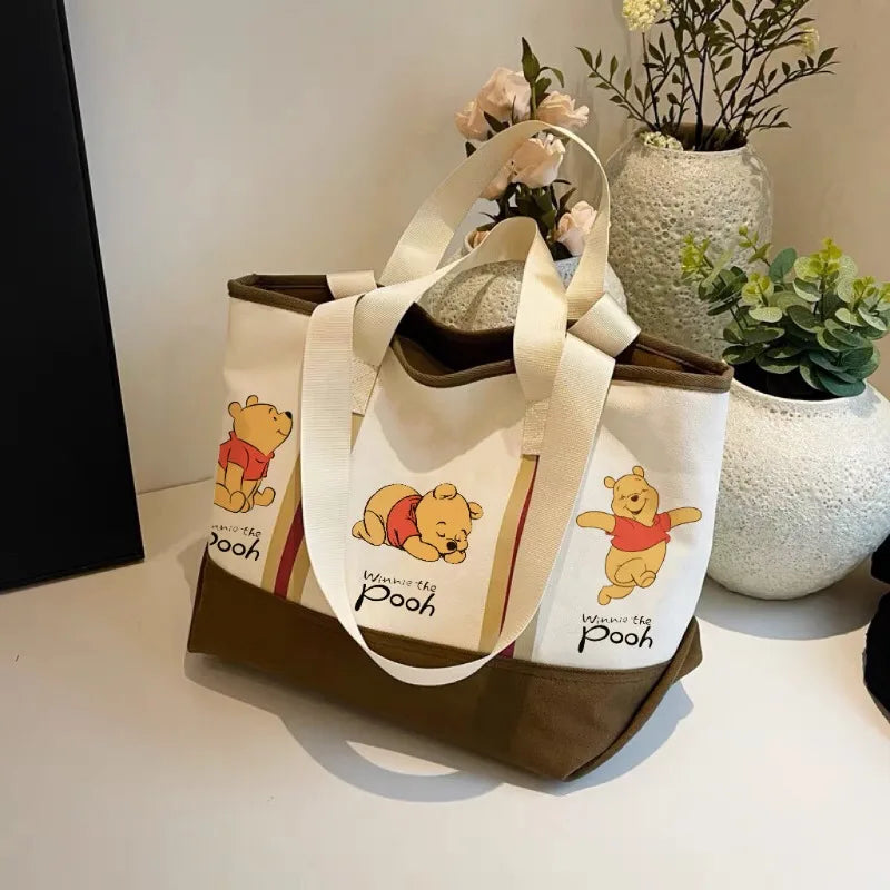 Winnie The Pooh Women's Canvas Handbag for Commuting, Versatile Large-capacity Shoulder Crossbody Bag