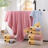 1-5PCS Winnie Bear Towel Bath Towel Set Soft and Absorbent Coral Velvet Bath Towel Home Wash Towel Children's