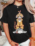 T-Shirt  Winnie The Pooh and Piglet Eeyore Design Casual Top Fashionable and Playful Short Sleeve