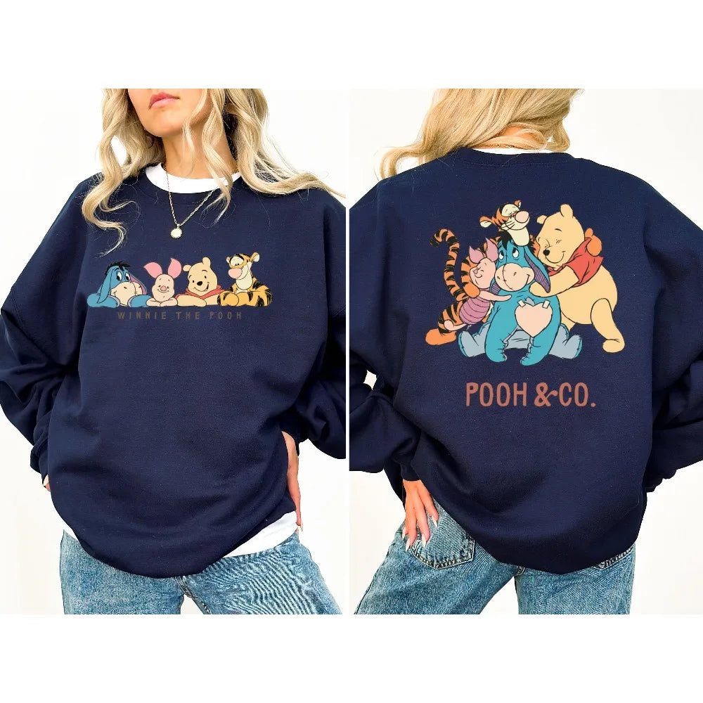 winnie the pooh themed Printed Pullover Is A Loose and Warm Couples Sweatshirt for Fashionable Girls in Autumn