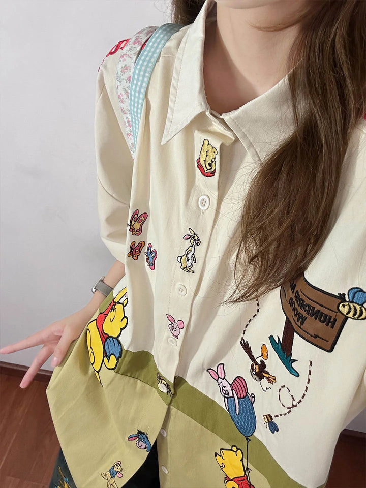 winnie the pooh Embroidered Shirt