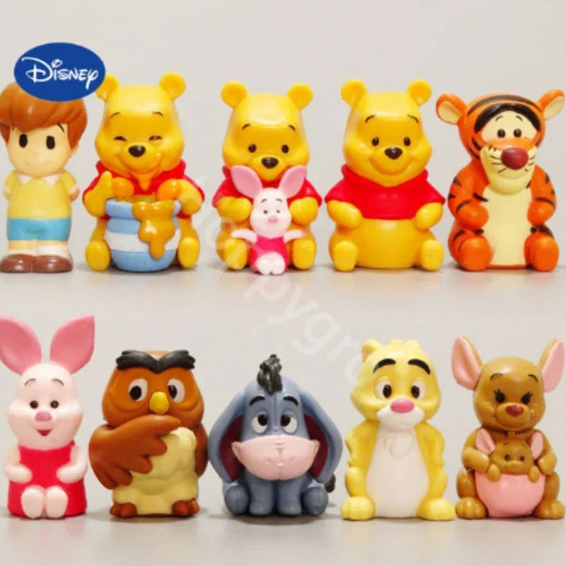 10pcs/Set Winnie The Pooh Piglet Tigger Eeyore Rabbit Owl Anime Action Figures