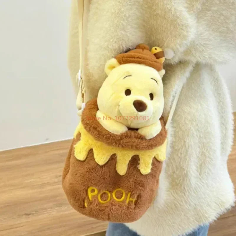 PoohBear Plush Honey Jar Child Handbag Popular Fashion Trend Crossbody Bag Toy Gift