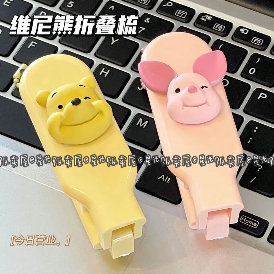 Disney Winnie The Pooh Comb Can Fold Cartoon Cute Pink Funny Hair Comb Party Gift