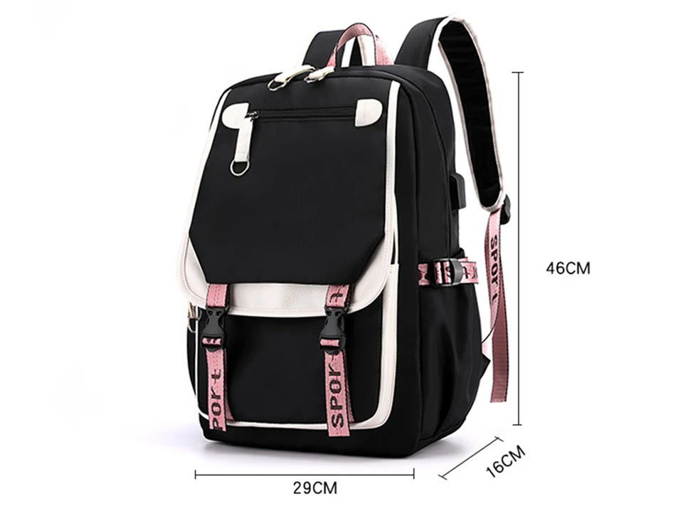 Winnie the Pooh Backpacks Teenager USB Charging Laptop Backpack Women Men Rucksack Travel Bag Mochila