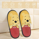 Winnie The Pooh Winter Cotton Home Slippers Bedroom Soft Household Fur Slippers Slides Anti Slip