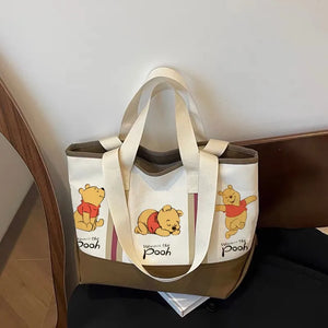 Winnie The Pooh Women's Canvas Handbag for Commuting, Versatile Large-capacity Shoulder Crossbody Bag