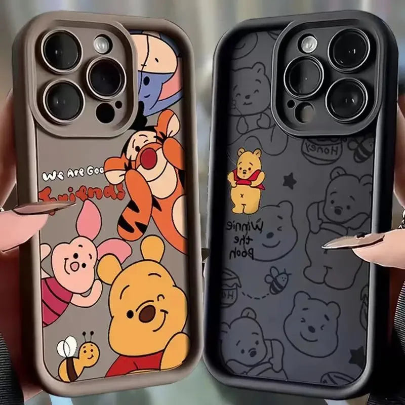 Disney Winnie Pooh Luxtury Phone Case For iPhone 15 14 Pro Max 13 12 11 Pro XS Max X XR 7 8 15 Plus SE 2020 Soft Silicone Cover