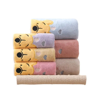 1-5PCS Winnie Bear Towel Bath Towel Set Soft and Absorbent Coral Velvet Bath Towel Home Wash Towel Children's