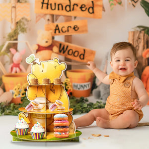 3 Layers Honey Bear Cupcake Stand  Cardboard Yellow Mel Bear Cake Stand for Baby Shower Birthday Party Kids Activity