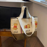 Winnie The Pooh Women's Canvas Handbag for Commuting, Versatile Large-capacity Shoulder Crossbody Bag