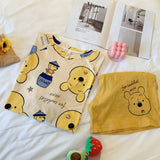 Winnie the Pooh Kawaii Pajamas Women's  Short Sleeve T-Shirt and Shorts