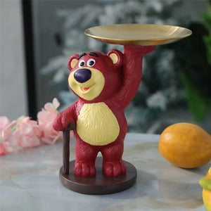 Kawaii  Winnie Pooh Bear Action Figure Decorative Home Decor Key Storage Tray