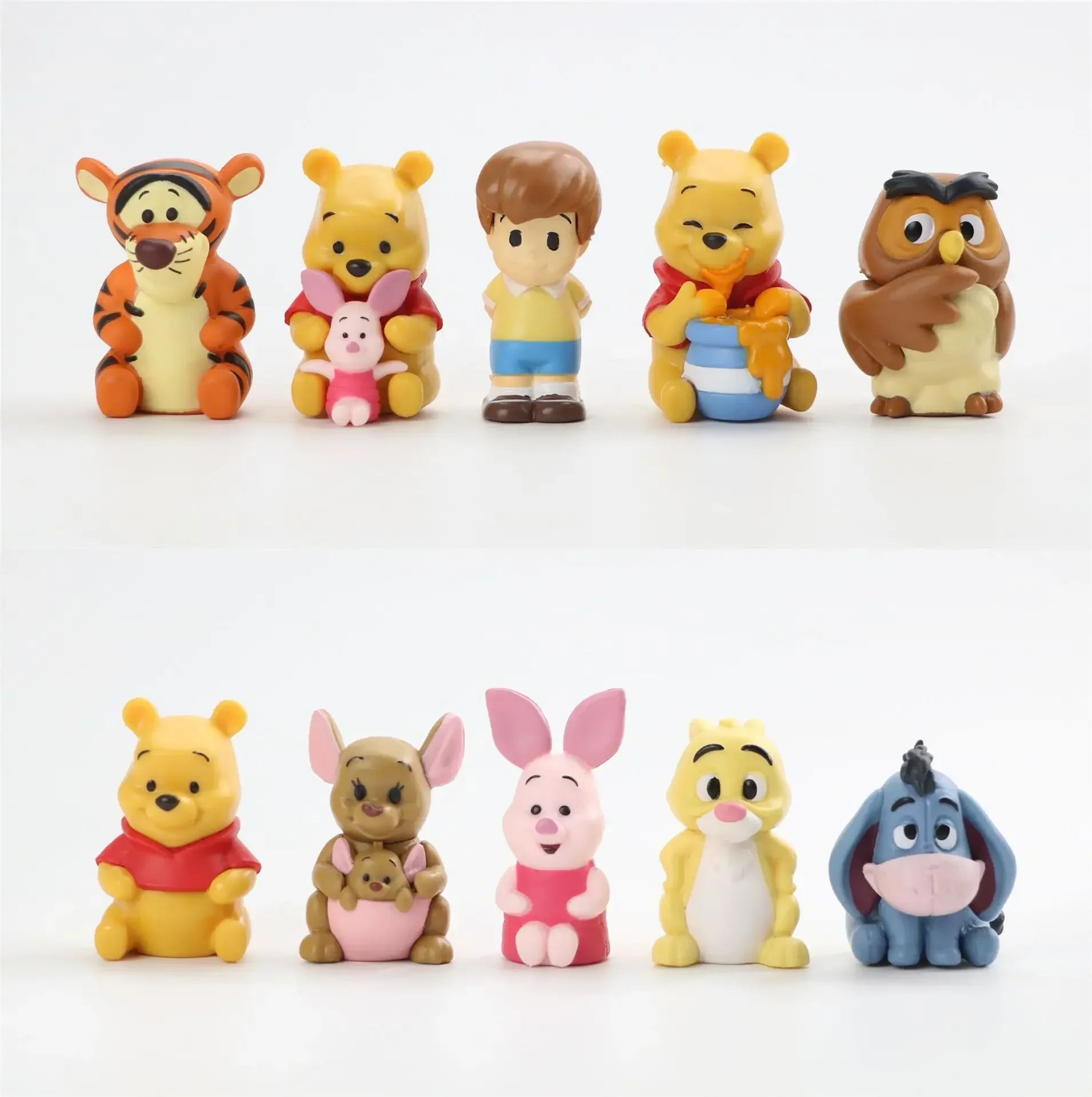 10pcs/Set Winnie The Pooh Piglet Tigger Eeyore Rabbit Owl Anime Action Figures
