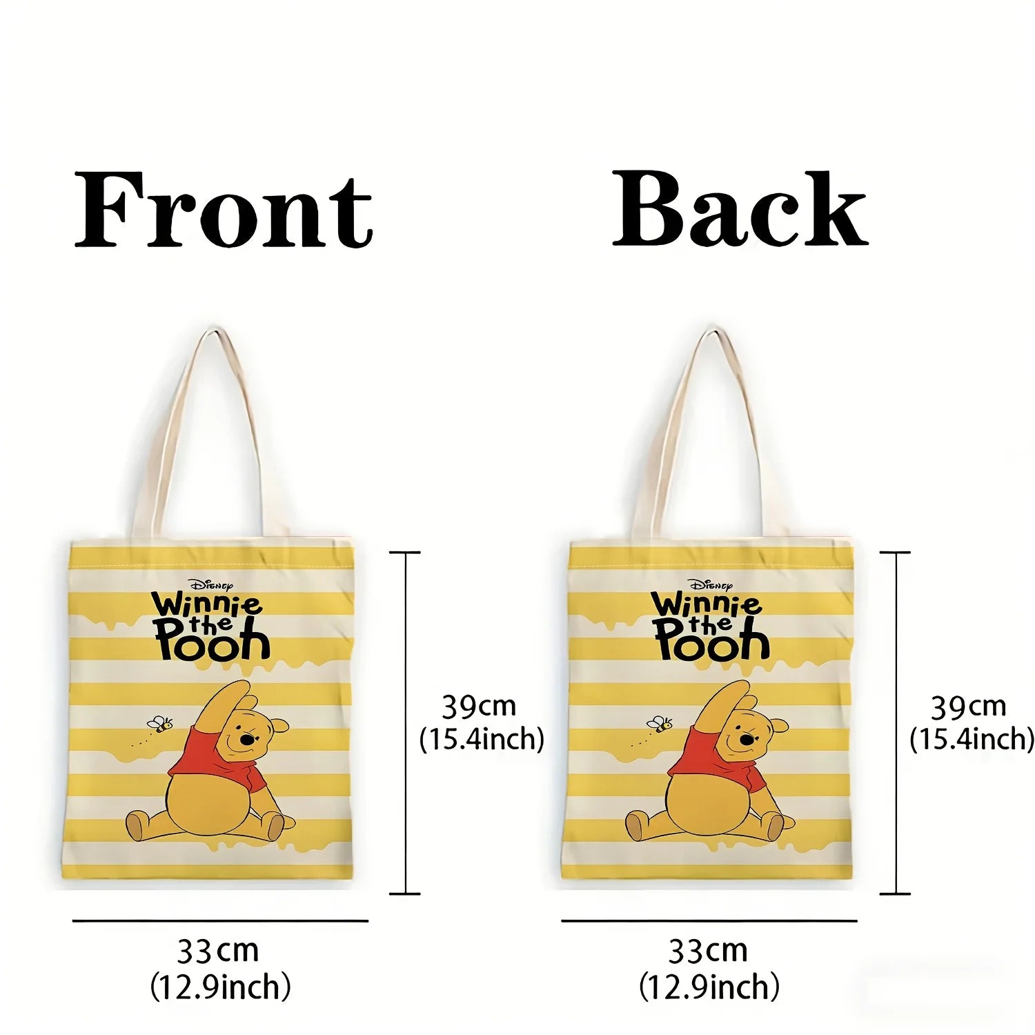 Winnie the Pooh Honey Stripe Tote Bag with Bee, reusable shopping bag,