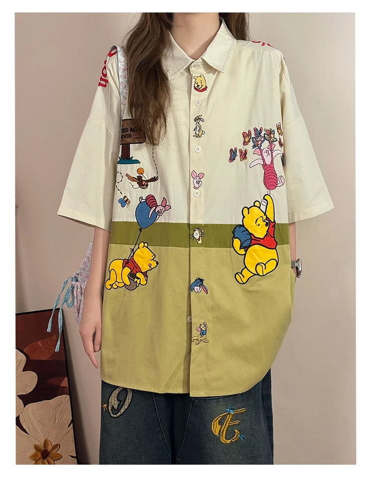 winnie the pooh Embroidered Shirt