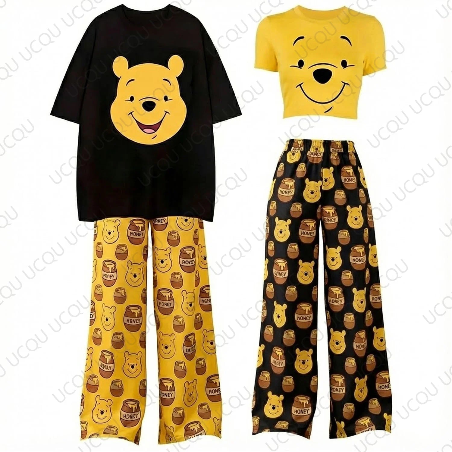 Summer Winnie the Pooh  crop top UCQU T-Shirt With Pajama pants