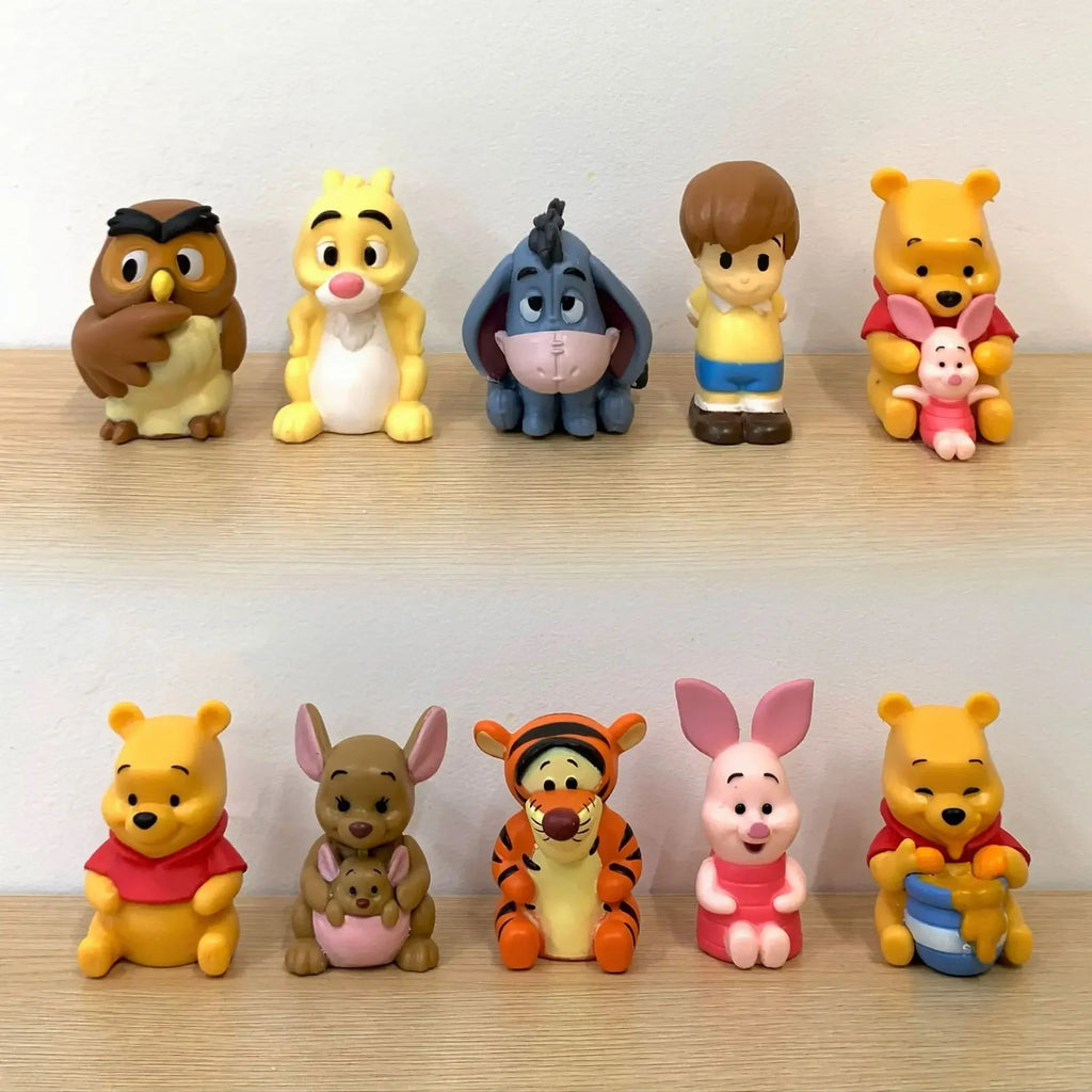 10pcs/Set Winnie The Pooh Piglet Tigger Eeyore Rabbit Owl Anime Action Figures