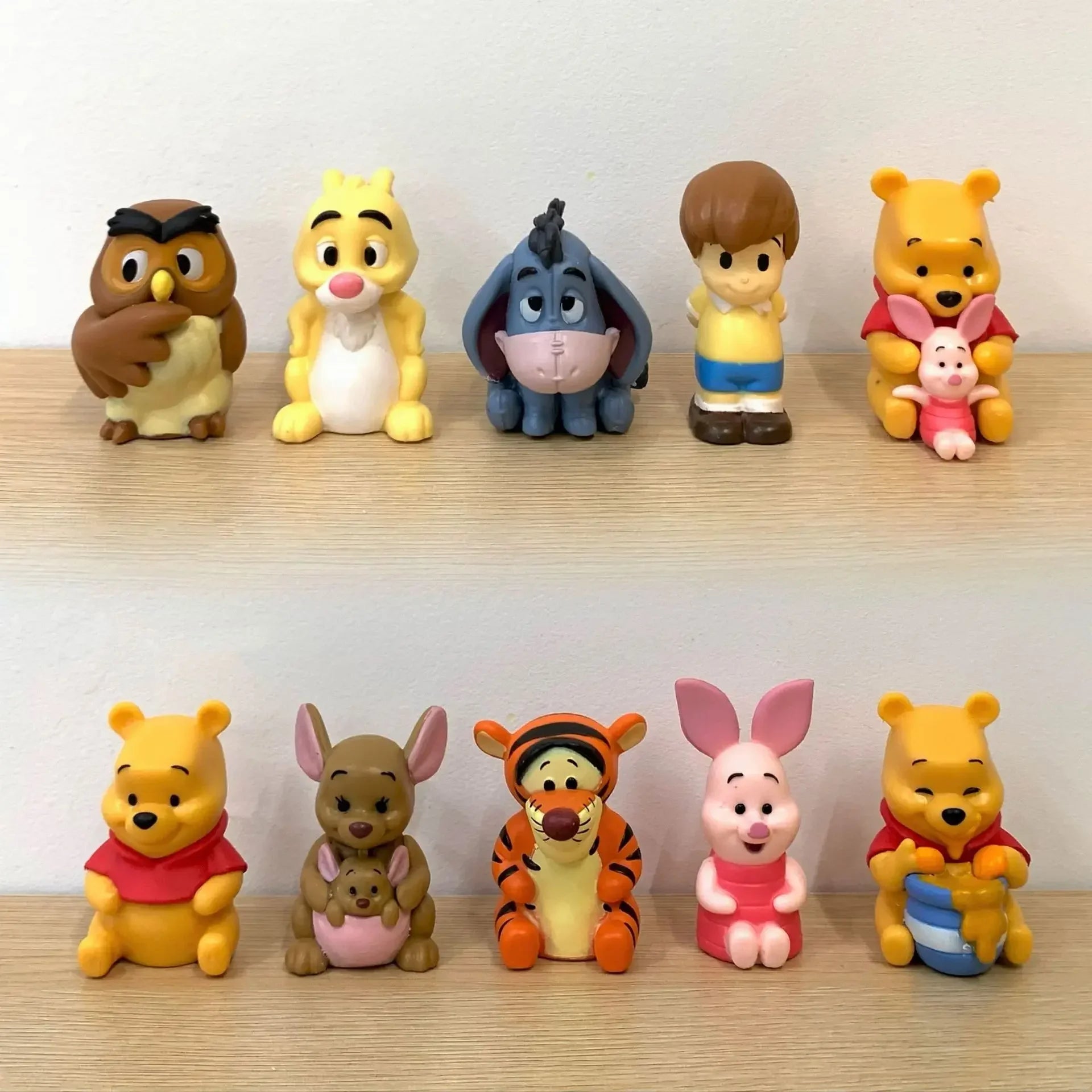10pcs/Set Winnie The Pooh Piglet Tigger Eeyore Rabbit Owl Anime Action Figures