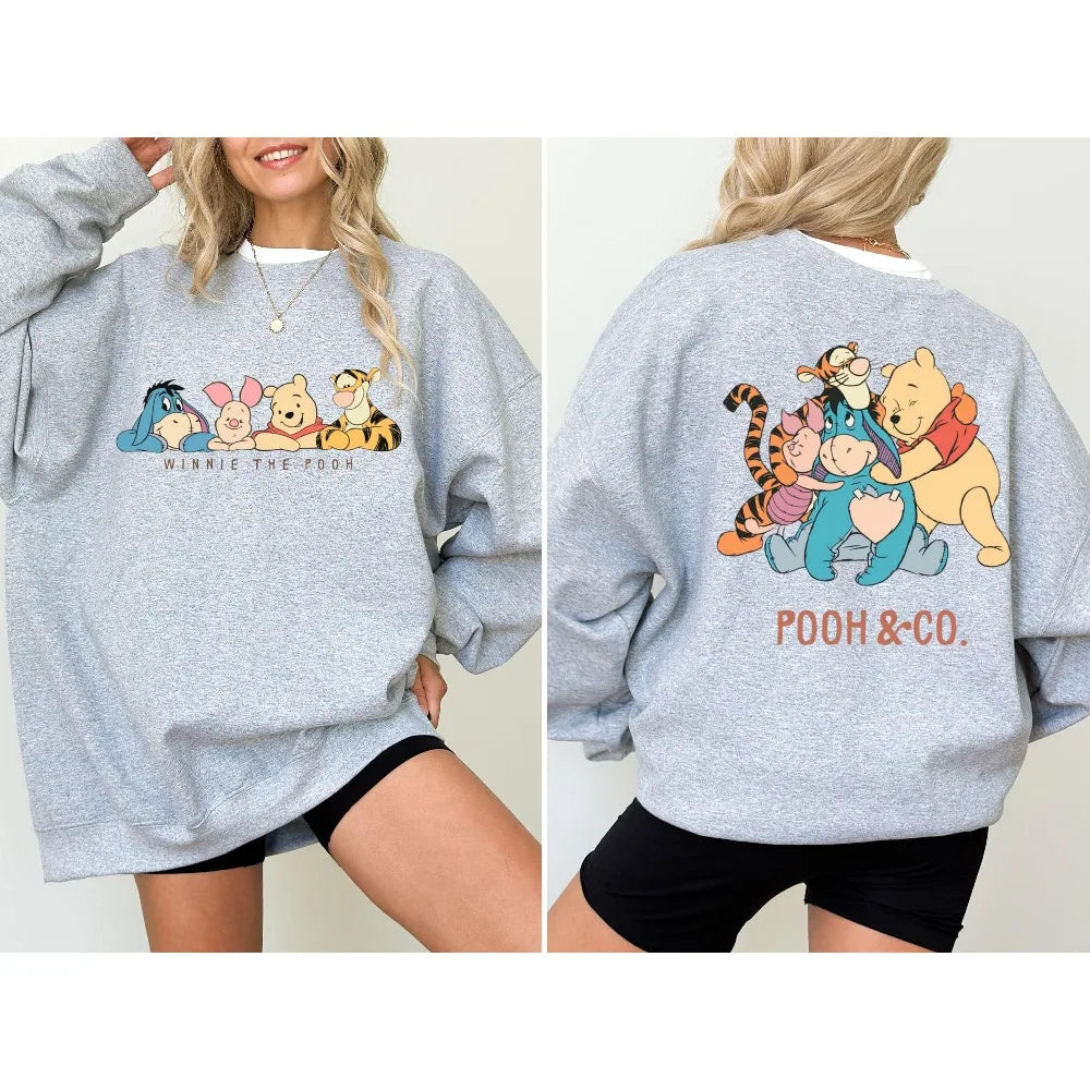 winnie the pooh themed Printed Pullover Is A Loose and Warm Couples Sweatshirt for Fashionable Girls in Autumn
